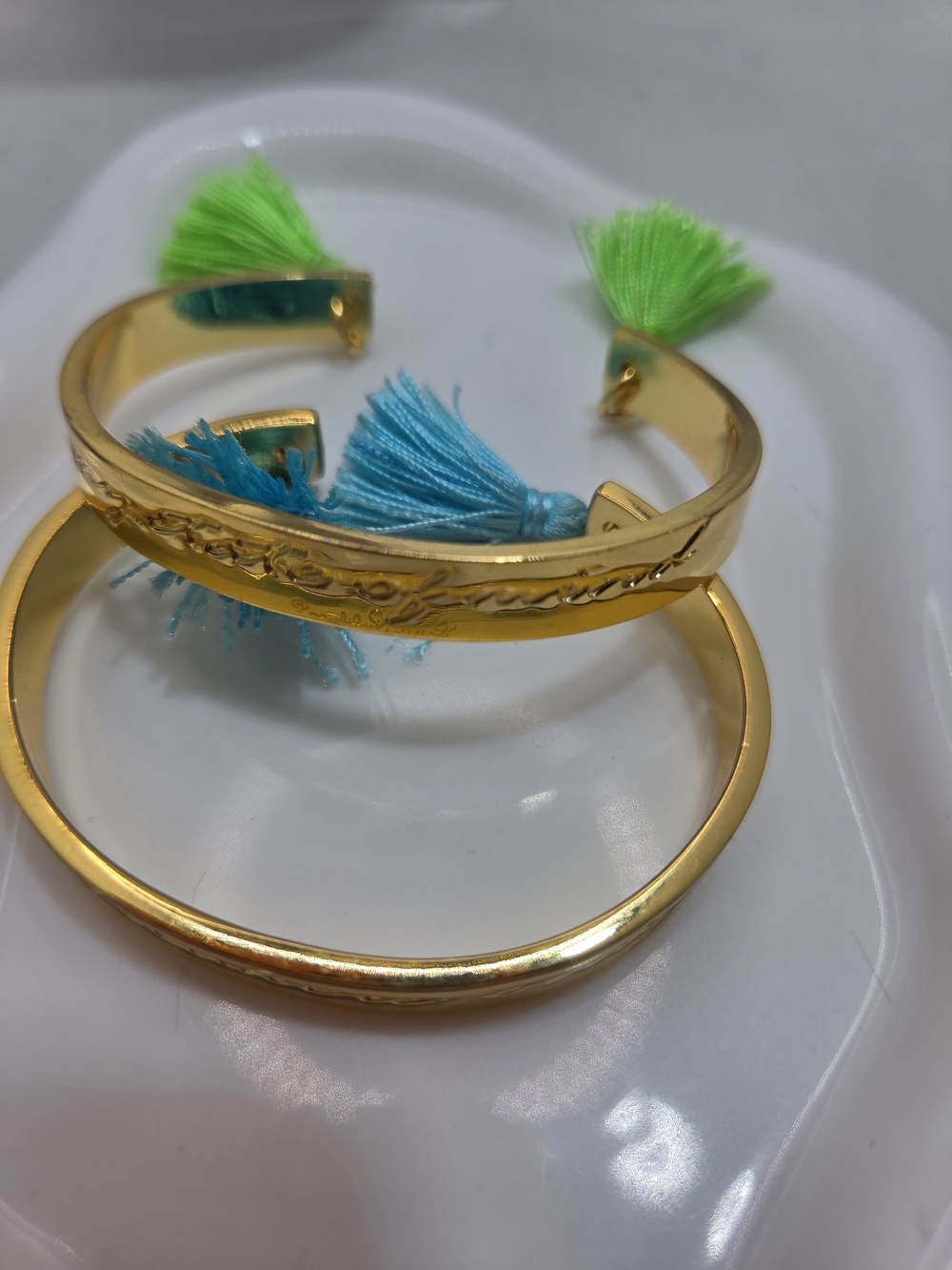✨ Gold Lilly Pulitzer Tassel Cuff Bangle Set | Boho Chic Stackable Bracelets 💙